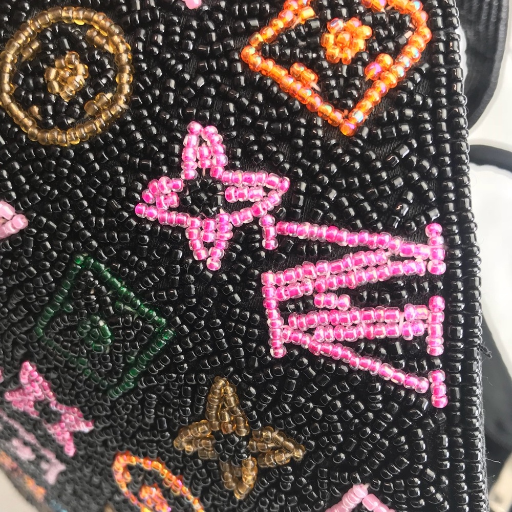 Sold Hand Beaded Black Multi Color Shoulder Bag - Picture 7 of 8